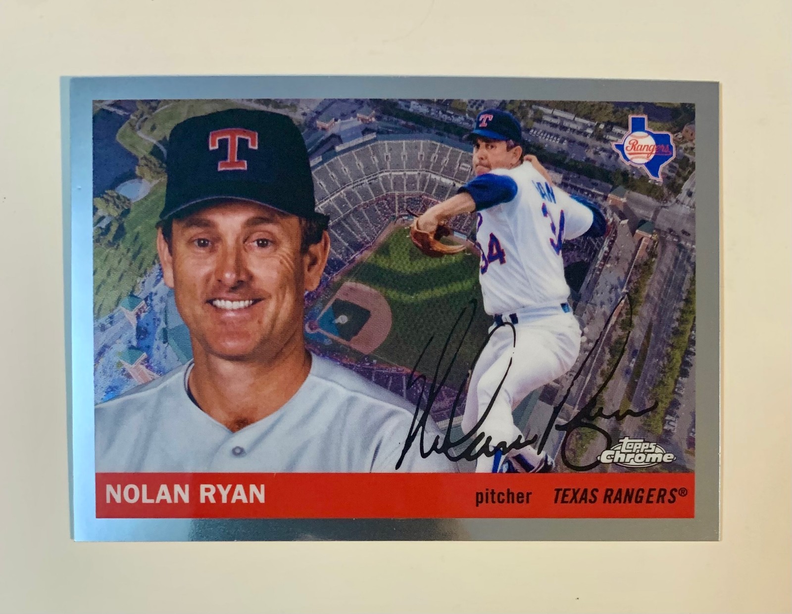 2025 Topps Chrome Platinum Nolan Ryan City Variation Parallel SP 55CV-74 Rangers