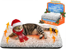 Self Warming Cat Bed Heated Thermal Pet Mat Plush Non-Slip Washable Cover