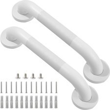 Shower Grab Bar 2 Pack 12 Inch White Bathroom 1.25"Diameter 304 Stainless Steel