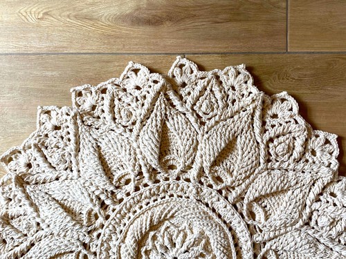 Ukrainian handmade crochet round rug 3d mandala 100% cotton area Cotton rug - Picture 4 of 10