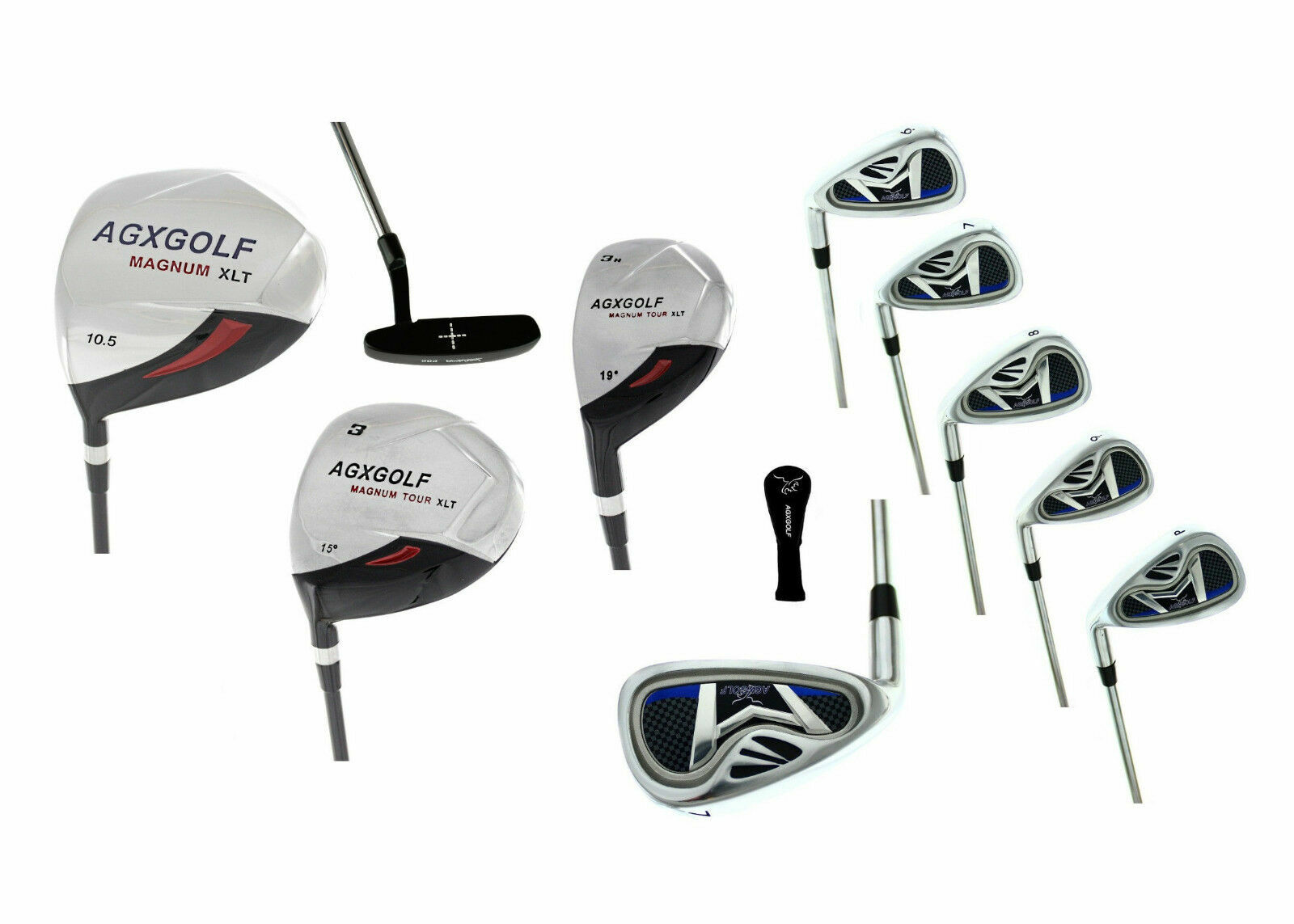 Boys Left Hand Magnum Complete Golf Club Set Wdriver+ 6-pw Irons+putter