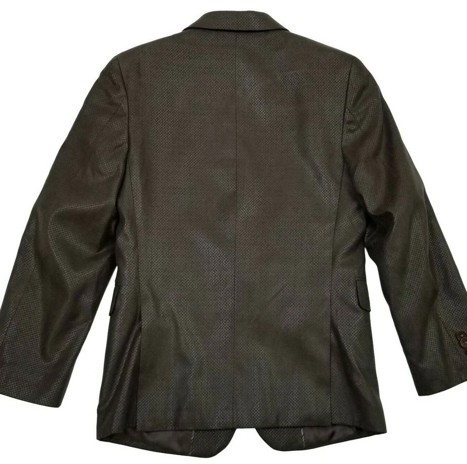 Куртка блейзер John Varvatos для мальчиков 10 коричневая искусственная замша текстурированная однобортная - Изображение 4 из 4