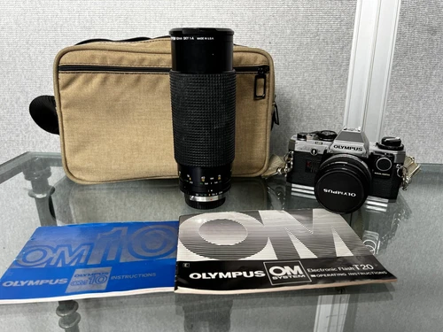 Olympus OM-10 W/Shutter Speed Adapter, Zuiko 50mm f1.8 & ZoomLens, Manual & Case