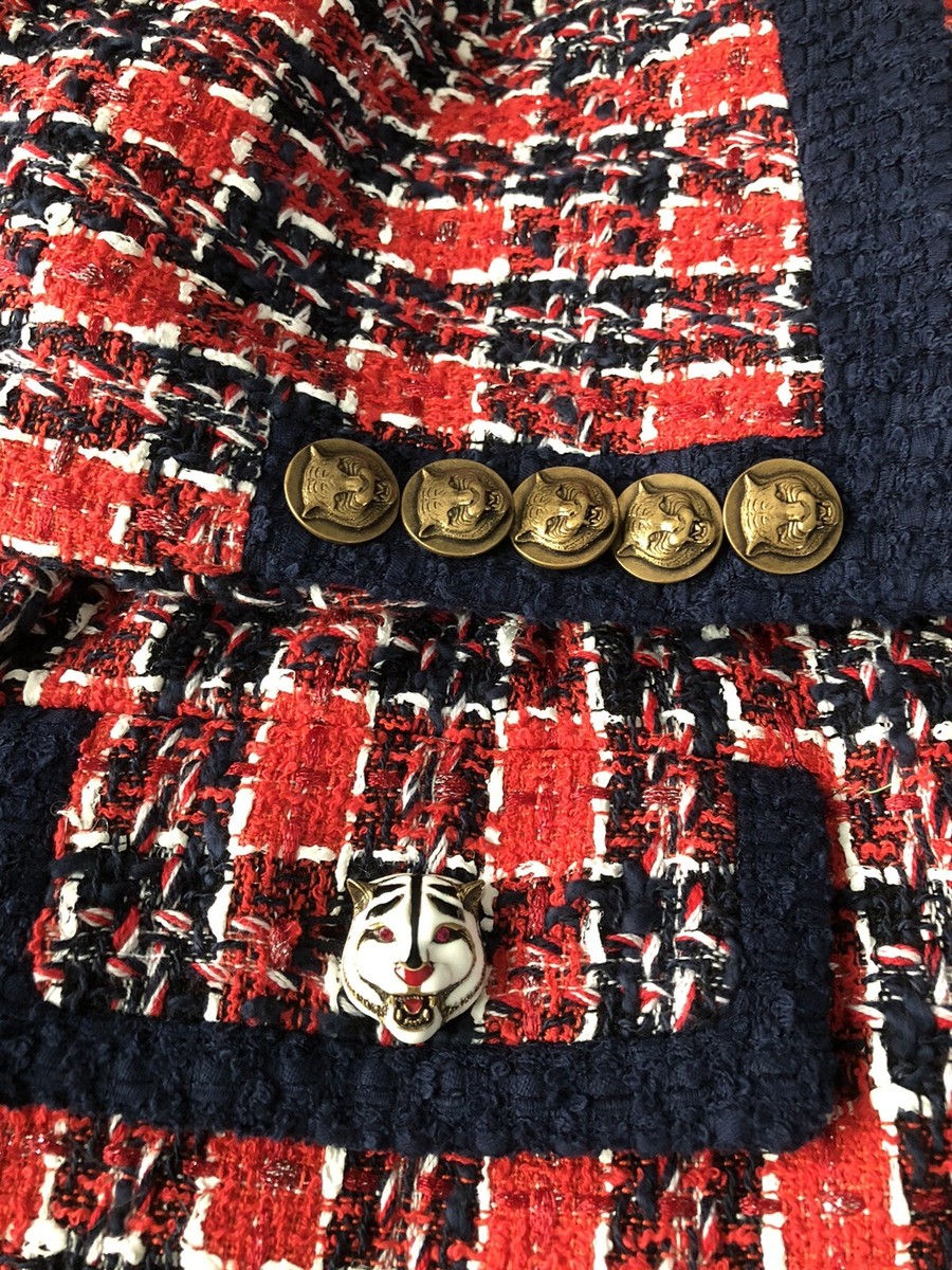 【関税＆送料込み】Gucci Tweed Jacket Tweed jacket with Round Interlocking G in Red Ready-to-wear