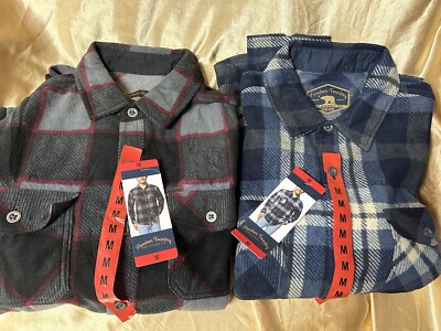 LOT of 2 MEDIUM Freedom Foundry Lightweight Fleece Shirt Button Down Red Blue
