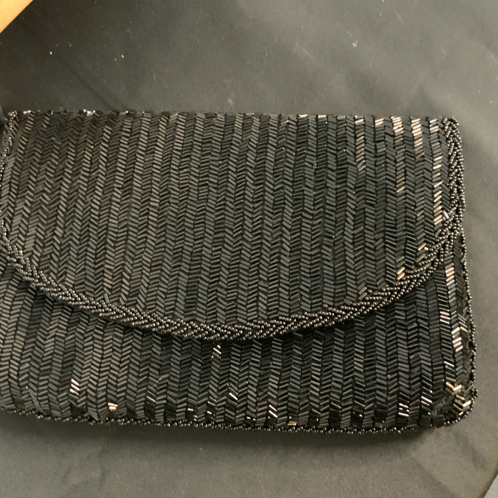 BLACK SEQUINED CHEVRON PATTERNED EVENING BAG WITH… - image 9