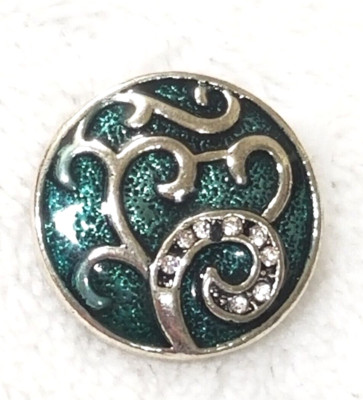 3D GREEN TREE RHINESTONE 18/20mm GINGER SNAP BUTTON FOR INTERCHANGEABLE JEWELRY