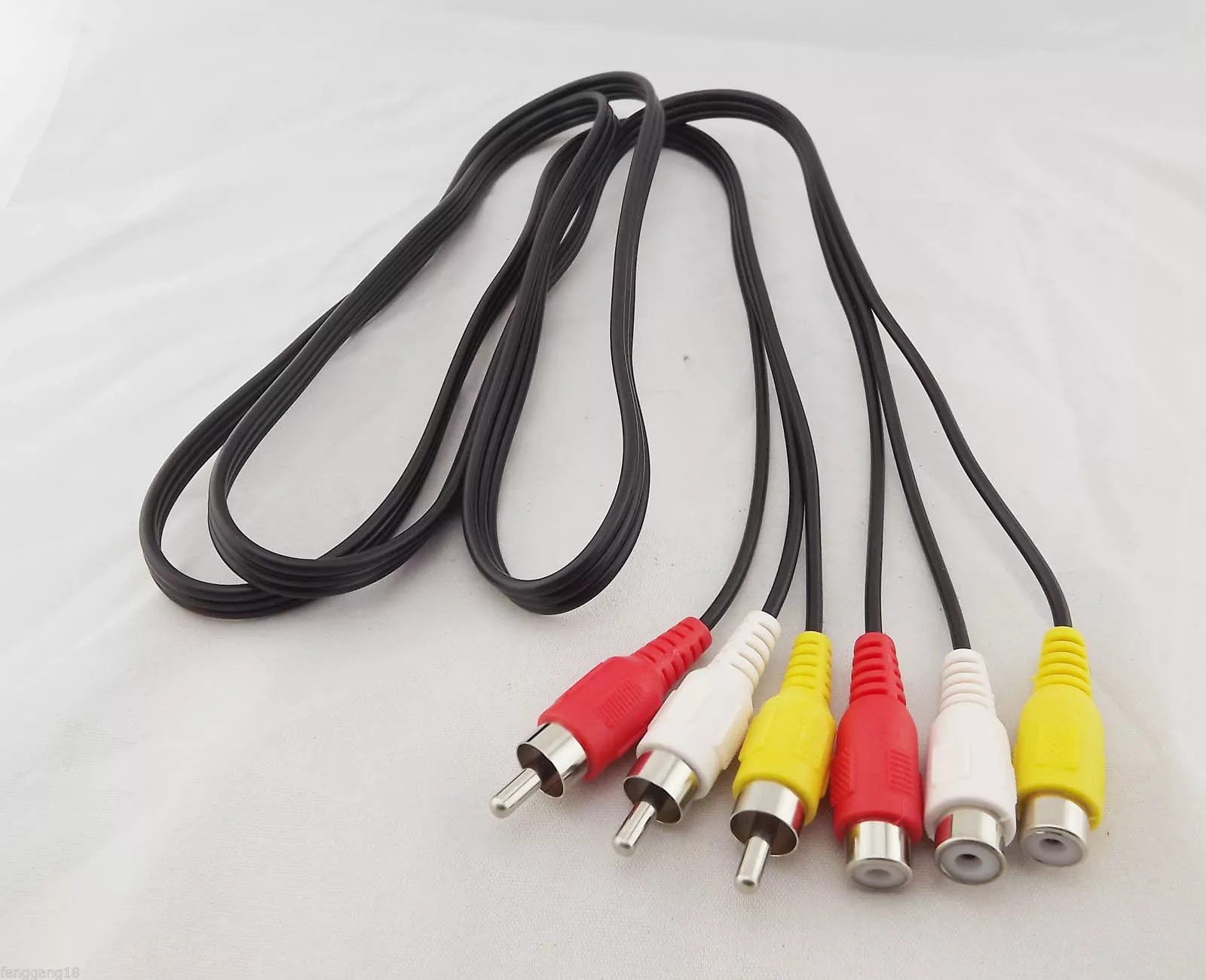 3 RCA  Male To 3 RCA Female Extension Cable Composite AV TV Cord DVD HDTV 6FT