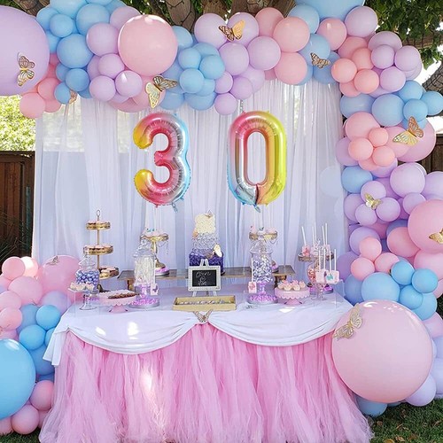 Folienballon Zahl Deko Regenbogen 30 XXL 100cm Riesen Nummer Aufblasbar Heliu... - Bild 5 von 7
