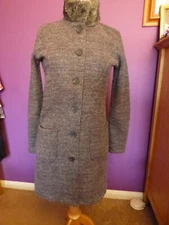 PAUL COSTELLOE Brown Tweed Fur Collar Mid-Weight Wool Jacket Size Small VGC