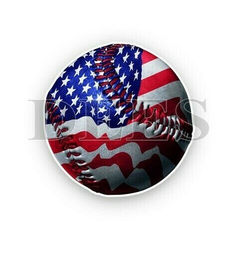 Baseball American Flag Stickers Indoor Outdoor Decals  Variable sizes Set of 2