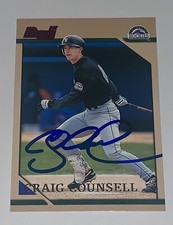 Craig Counsell SIGNED 1996 1st Bowman Card #194 RC Auto Rockies Cubs Manager