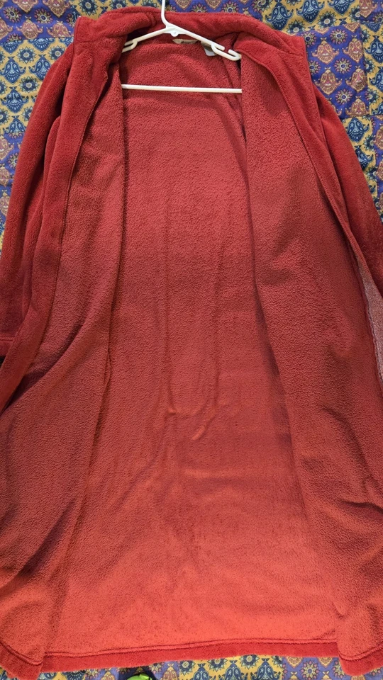 Women’s Adonna Large Red Fleece Zip-Up Robe Plush Cozy Sleep Lounge - Image 2 of 4