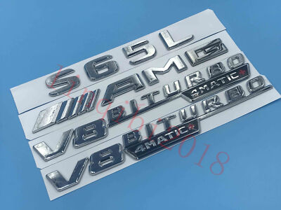 Flat ''  S65L AMG V8 BITURBO '' Letters Trunk Embl Badge Sticker for Mercedes Benz