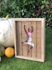 Handmade Wooden Highland Dancer Leaping Set On Pink Ailsa Tartan Fabric