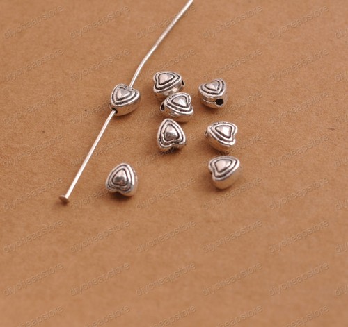 50 pezzi perline distanziali sfuse a forma di cuore argento tibetano creazione gioielli 4 mm 6 mm 8 mm - Foto 22 di 32