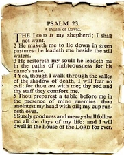 Catholic print picture -  Psalm 23 on Old Paper R -  8" x 10" ready to be framed