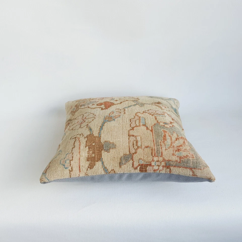 Ethnic  Oushak Carpet Rug Pillow Cover from Anatolian , 16x16 Boho Pillowcase - Image 4 of 4