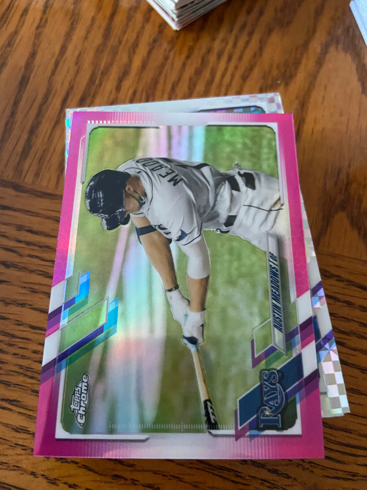 2021 Topps Chrome Pink Refractor Parallel Austin Meadows #45 Tampa Bay Rays