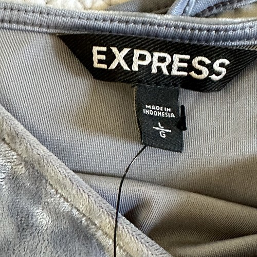 Express Blue Crushed Velvet Mini Slip Dress Women's Size Large NWT - Picture 12 of 14