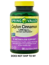 Spring Valley Ceylon Cinnamon 1200 mg Metabolism Support Supplement – 120 Caps