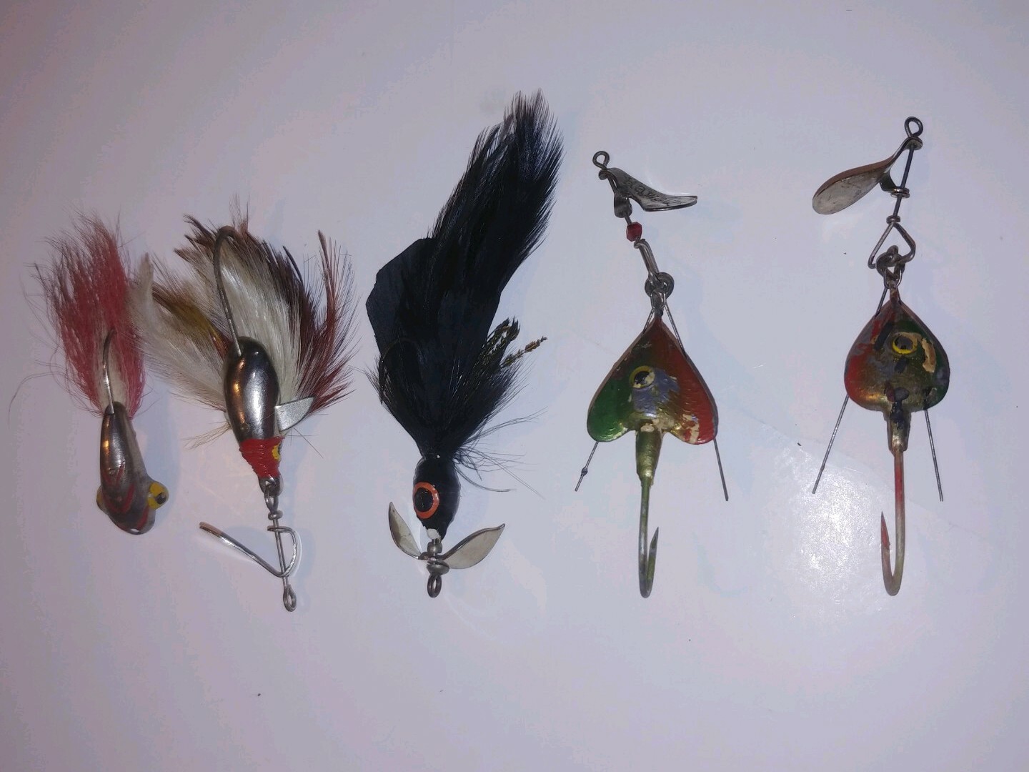 5 Lure Lot - Vintage Dixie 14 Feathered Lures - Hawaiian Big Game Lures