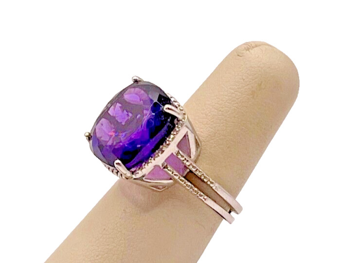 925 Sterling Silver Amethyst Vintage Cocktail Ring Size 7