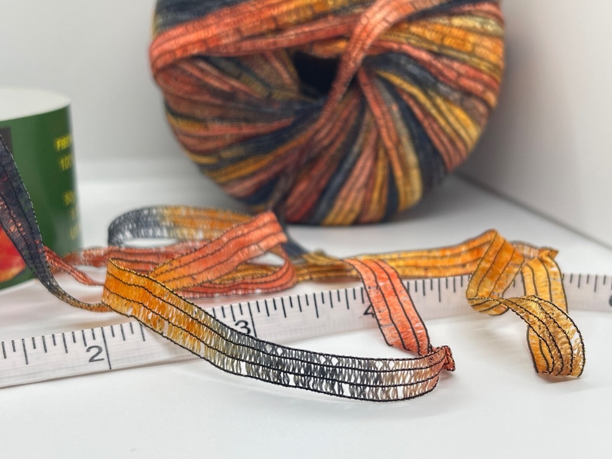 Knitting Fever KFI Giglio Ribbon Yarn #56 Variegated Orange Black