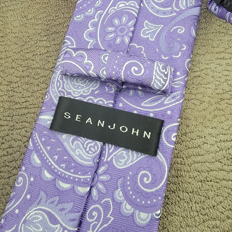 Corbata Sean John 60x3 Cachemira Púrpura Productor Arquitecto Boda Músico Primavera CEO Foto 2 de 4