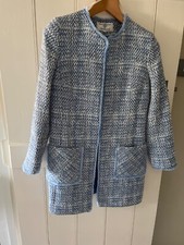 Boucle- Chanel Style - Helene Berman - Boucle Coat- Blue- Size Small-