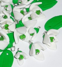 Snowdrop charms spring flower beads handmade polymer clay