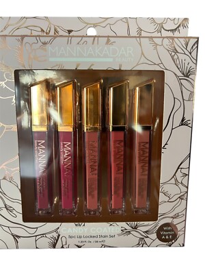 5 PC Lip Gloss Primer Stain Candy Coated MANNA KADAR Nude Mauve Red Pink Berry