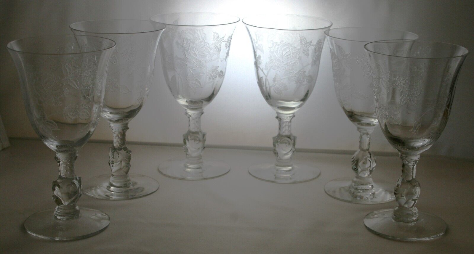 6 Large 1950s Crystal Wine Glasses. Set of 6 Large Vintage French