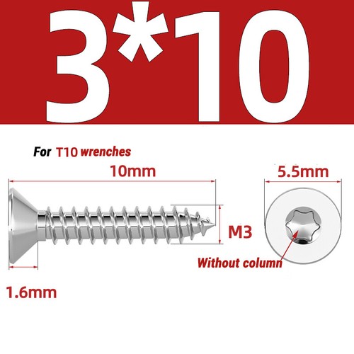 2mm 2.3mm 2.6mm 3mm - 6mm Torx Countersunk Fully Threaded Chipboard Wood Screws - Picture 37 of 87
