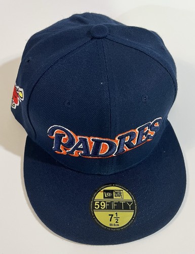 San Diego Retro Navy Blue Fitted Hat New Era Swinging Friar Side Patch 7 1/2 - Picture 2 of 6