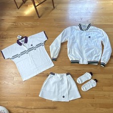 Championships Wimbledon Tennis Set Polo Jacket Skirt Socks Vintage 1970s England