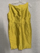 Oscar De La Renta Dress Womens 12 Yellow Boat Neck Sheath Silk Lined Knee Length