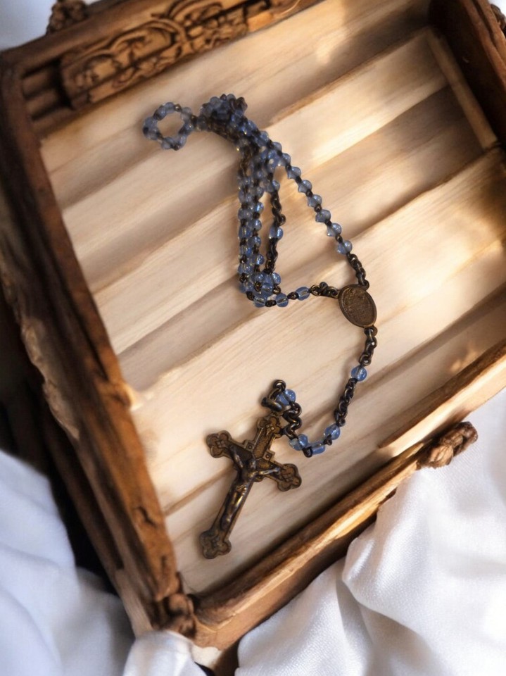 Ensemble de chapelet vintage en perles de bois - Chapelets de Lourdes et de Jérusalem - France
