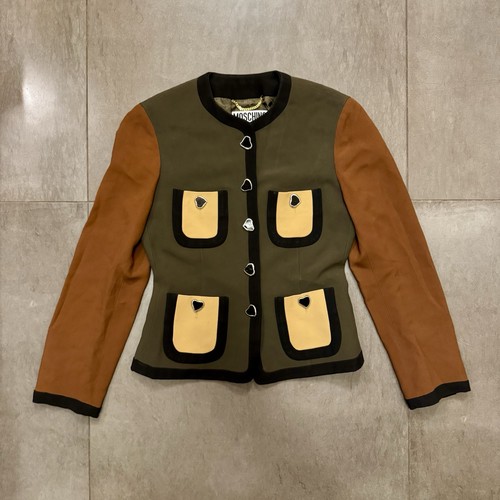 Moschino Couture, Vintage Moschino Couture Black Heart Button Jacket, IT40/US6, 90s Franco Era