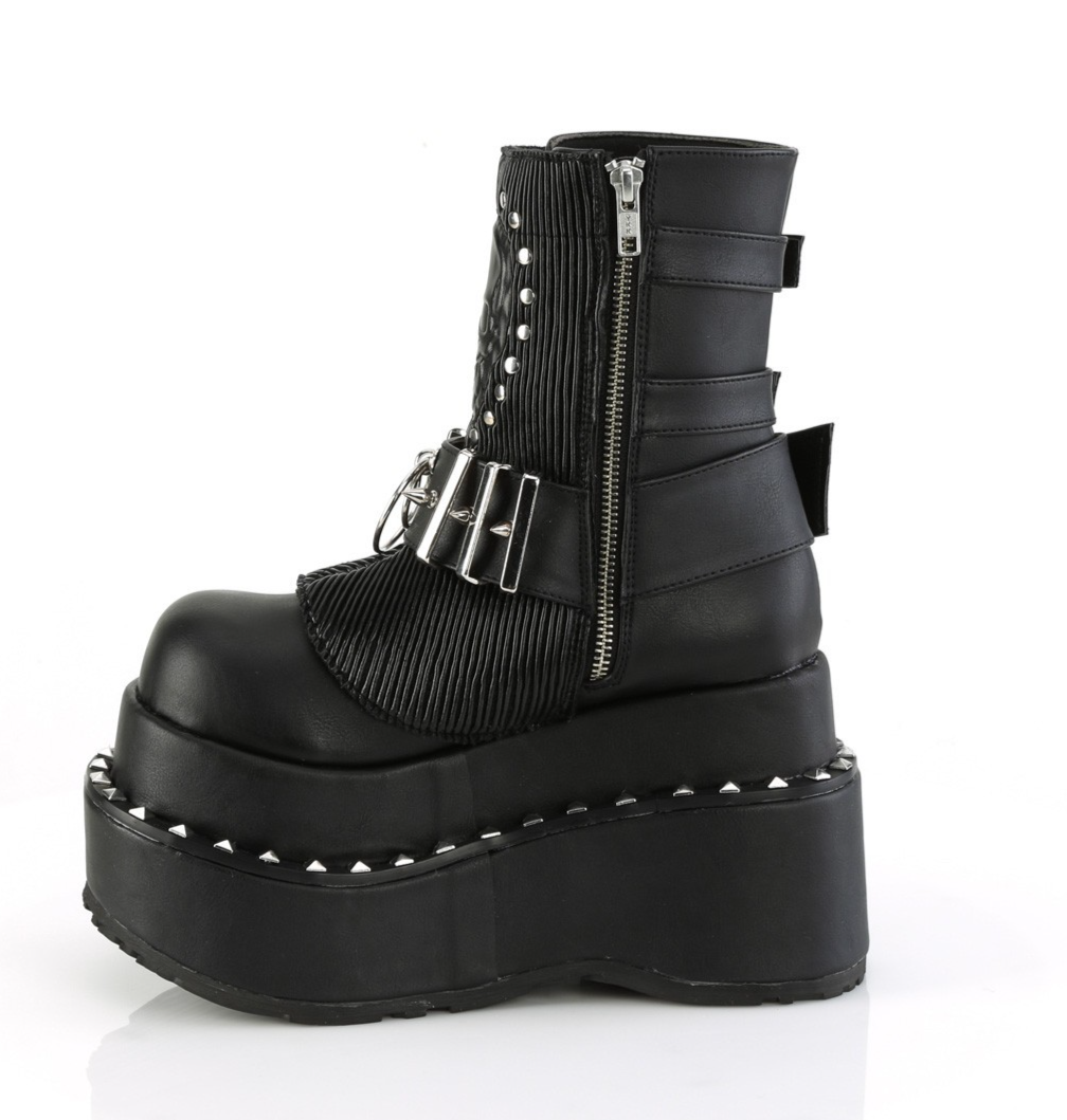 Black Platform Burning Man Skulls Cyber Goth Men's Boots Demonia