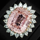 Estate Peach Pink Tourmaline Concave 52.95Ct 925 Sterling Silver Rose Gold Rings