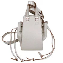 LOEWE Hammock Leather Drawstring Shoulder Bag White Calfskin