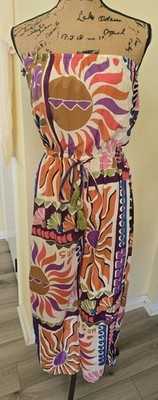 True Destinations Sz XS sleeveless Jumpsuit Split Side Pants FARM RIO Vibes! NEW