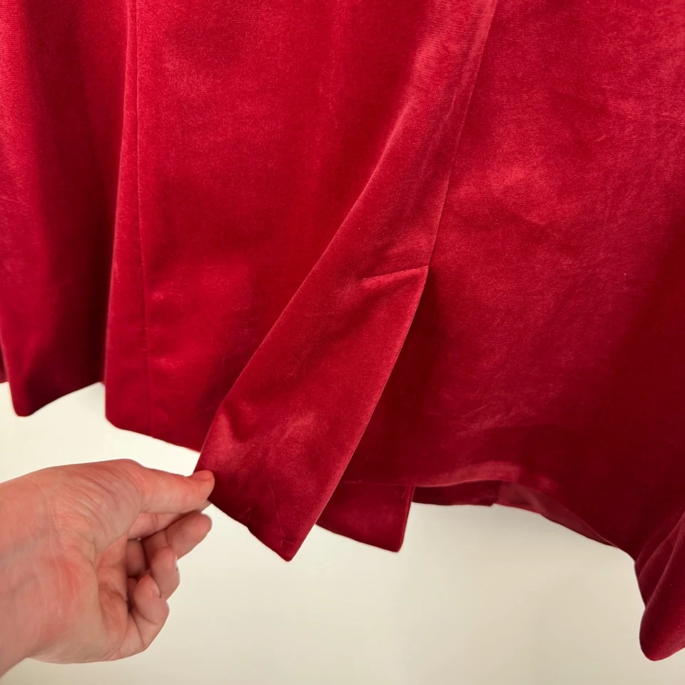 Blazer LC Lauren Conrad Terciopelo 0X Chaqueta Roja Doble Pecho Vacaciones Navidad Foto 3 de 4