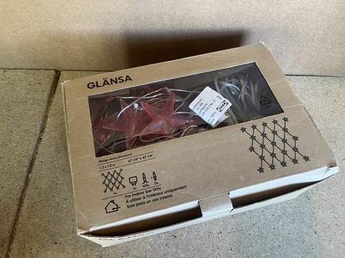 IKEA Glansa J0317 Pink Star Curtain String Lights RETIRED 63 Light NO WALL PLUG
