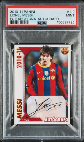 2010-11 PANINI FC BARCELONA AUTOGRAFO #119 LIONEL LEO MESSI AUTO MINT PSA 9