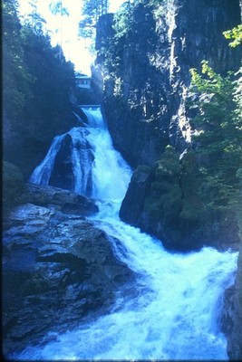 c1960's Kodachrome 35mm Slide, Alpine Waterfall, Mountain Stream, Forest canyon