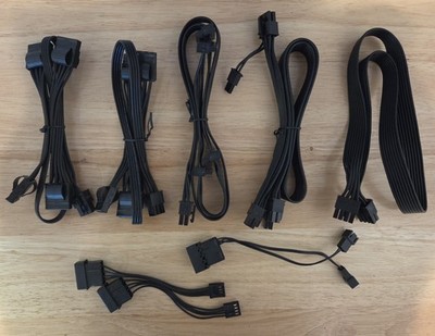 Lot Of 8 Cables Assorted Type 3 8-Pin CPU 4-Pin Floppy PCI-E P01001