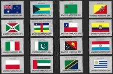 Set of 16 United Nations 20¢ Stamps - Flag Series. Mint Never Hinged-OG  (709)