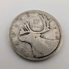 Canada 1937 25 Cents 25c Canadian Caribou Quarter Coin - 80% Silver - ASW .150oz